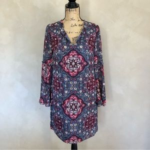 White House Black Market medallion bell sleeve dress